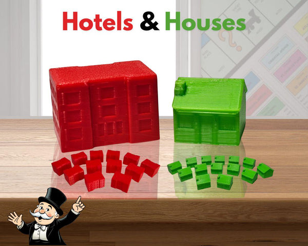 Complete Monopoly Upgrade: 12 Houses & 12 Hotels 3D Printed Set (Total 24 pieces)!