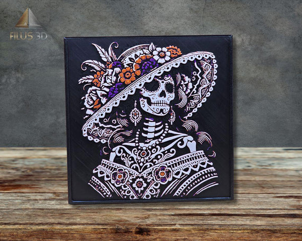 8x8 Framed Día de los Muertos Wall Art | Celebrate Life with Catrina 3D Design